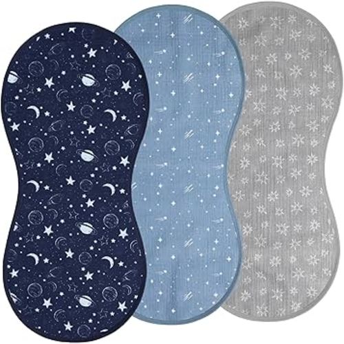 Hahafelt 3 Pcs Changing Pad Liners Fits in Peanut Shape Changing Pad Waterproof Diaper Mats Organic Cotton Peanut Mats are Warm on Baby's Back, Washable Reusable (Starry Style,Multicolor)