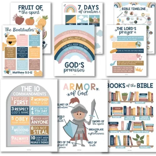 Bible Posters | Set of 9 | Sunday School Classroom Decoratio - TikTok Shop