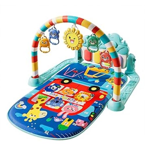 Baby Play Mat Baby Gym,Play Piano Tummy Time Baby Activity Mat, Music and Lights Boy & Girl for Newborn 0 to 3 6 9 12 Months