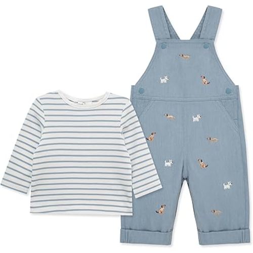 Little Me Essentials for Baby Girls and Boys Woven Jumpers and Coverall Overalls Set, Newborn to 24 Months