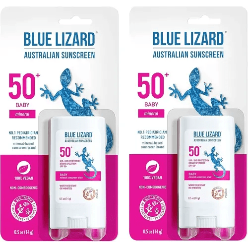 Blue Lizard BABY Mineral Sunscreen Stick with Zinc Oxide, SPF 50+, Water Resistant, UVA/UVB Protection - Easy to apply, Fragrance Free.5 oz (Pack of 2)