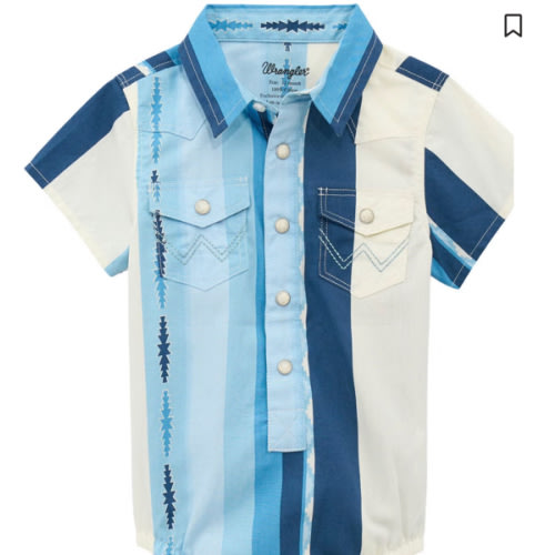 Wrangler Infant Boys' Southwestern Stripe Print Short Sleeve Snap Western Shirt