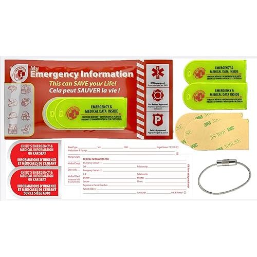 My Baby's Emergency Information for Child Car Seat ID/Strollers/Diaper Bags and more! 2 Pack with a reusable data form so you can CHANGE information as Baby on Board grows. B roth er
