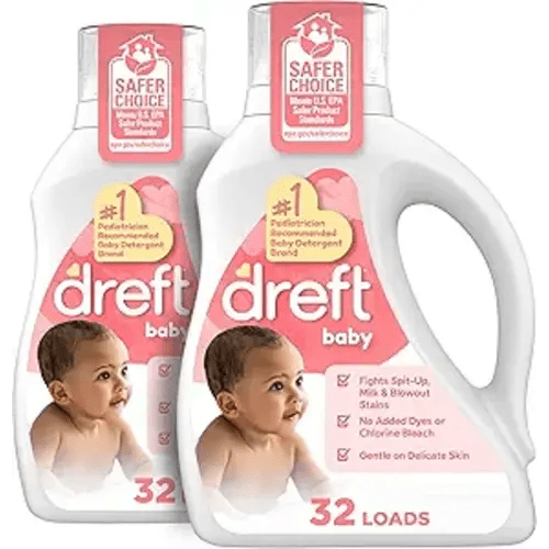Dreft Baby Liquid Laundry Detergent, Gentle on Sensitive Skin Laundry Soap, 42 fl oz, 32 Loads, Pack of 2 (Packaging May Vary)