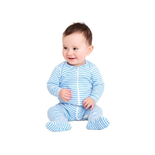 Baby Organic Zip Footie In Stripe, Newborn