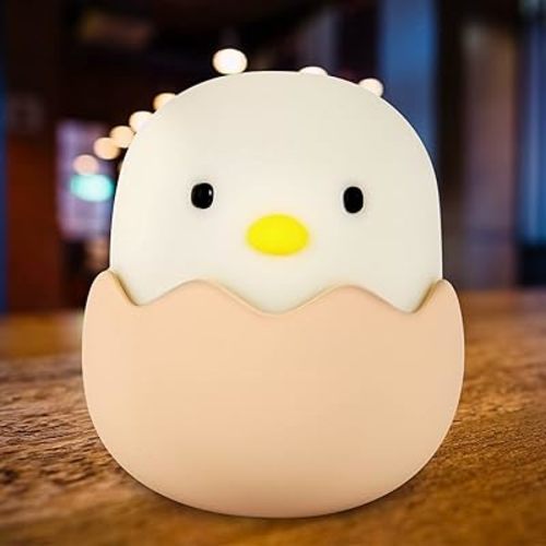 Cute Chick Shape USB LED Night Lamp - Cute Chick Lamp Silicone Lamp Rechargeable Mini Night Light Adjustable Brightness (White Light)