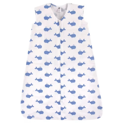 Hudson Baby Infant Boys Cotton Sleeveless Wearable Sleeping Bag, Sack, Blanket, Whale, 0-6 Months