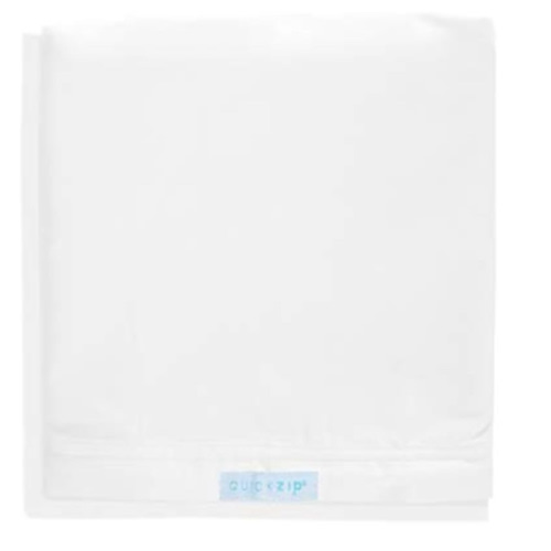 QuickZip Crib Extra Zip-On Sheet (SecureFit Wraparound Base Not Included) - Faster, Safer, Easier Baby Crib Sheets - White 100% Cotton - Fits All Standard Crib Mattresses