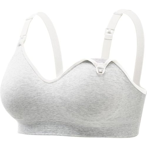 Momcozy Nursing Bras for Breastfeeding, Soft U.S. Cotton Seamless Maternity Bra, Fixed Padding, Wireless Pregnancy