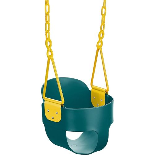Deluxe High Back Full Bucket Toddler Swing with Pinch Protection, Green