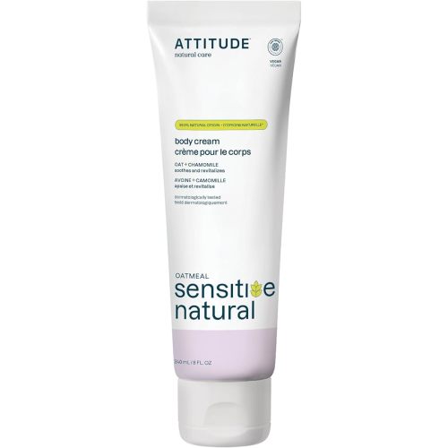 ATTITUDE Body Cream for Sensitive Skin with Oat, EWG Verified, Dermatologically Tested, Vegan, Chamomile, 8 Fl Oz