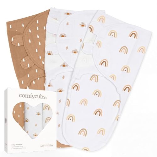 Comfy Cubs Easy Swaddle Blanket, 3 Pk Small - Rainbow Bohemian