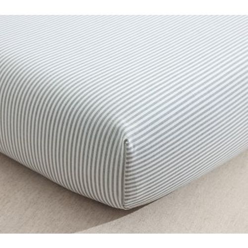 Organic Oxford Stripe Crib Fitted Sheet , Sage