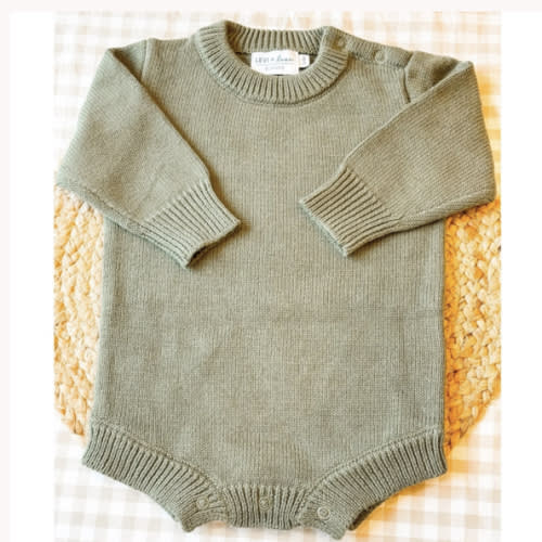 Levi and Lane Newborn Sage Knit Romper - Ruffle Me This