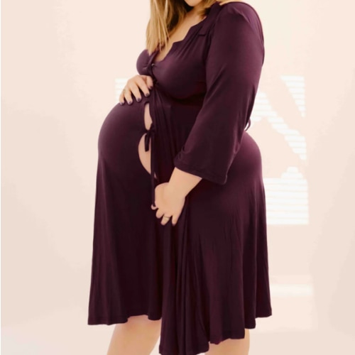 Lila Labor & Postpartum Gown in Plum