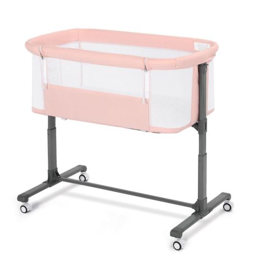 Kinder King Baby Bassinet 2 in 1 Bedside Sleeper,Folding Portable w/Storage Basket All-Sided Mesh 6 Adjustable Height Comfy Mattress