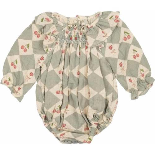 Ivy Romper, Cherry Patchwork Vintage Blue - Wild Wawa | Maisonette