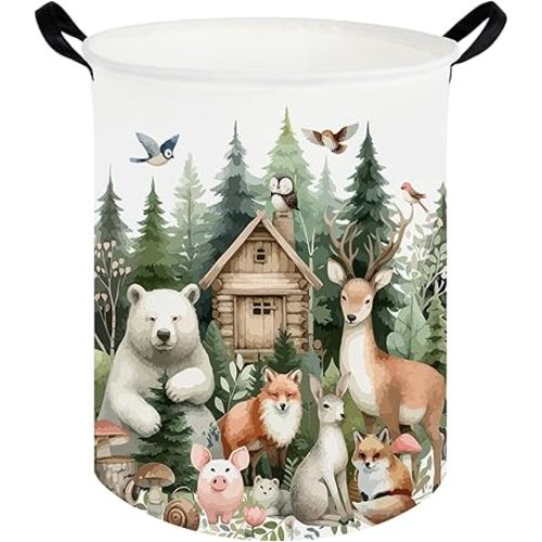 Baby Laundry Hamper,Dirty Clothes Hamper for Boys and Girls,Toys Storage Bin Organizer Animal Room Decor,Waterproof storage box for kids bedroom,Gift Baskets(Forest animal)