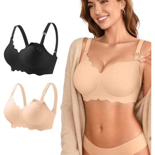 DEANGELMON Maternity Nursing Bra for Women Breastfeeding - Jelly Pregnancy Pumping Breast Feeding Seamless Bras with Support