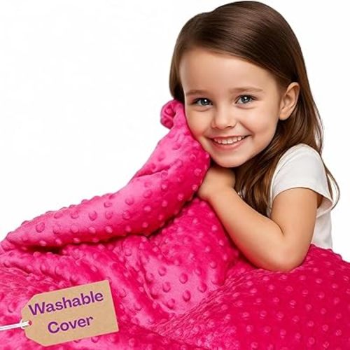 hazli Super-Soft Kids Weighted Blanket 7 Pounds - Weighted Blanket for Kids - Easy to Clean, Washable Minky Cover - 41x60 Inches 7lbs Child - Small Heavy Blanket for Girls and Boys
