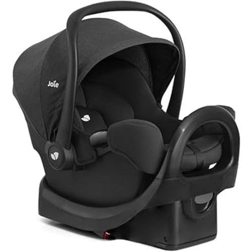 Joie Rue Lightweight Infant Car Seat & Anti-Rebound Base –Side-Impact Protection, 5-Point Harness, and UPF 50+ Canopy for Newborns and Infants (Shale)