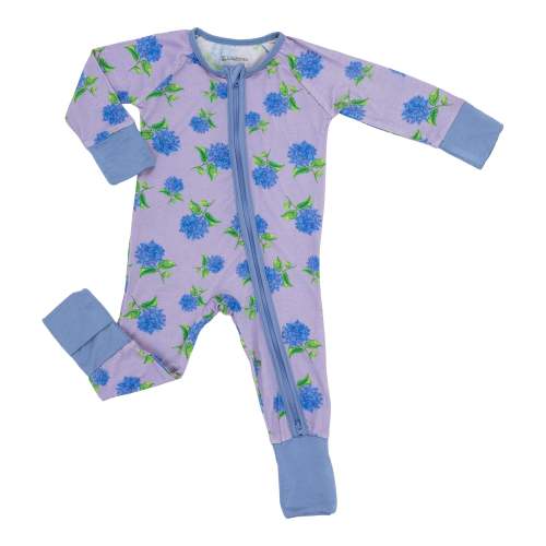 You Had Me At Hydrangea Baby Bamboo Pajamas, 2 Way Zipper Romper