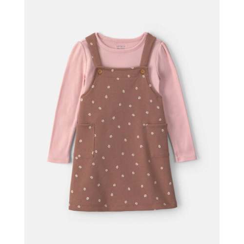 Baby Girl Floral French Terry Long-Sleeve Dress Set - Pink/Brown | Carter's