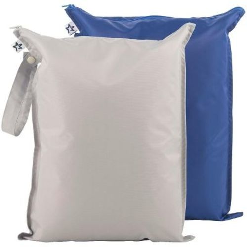 Tiny Twinkle Mess-Proof Waterproof Washable Baby/Toddler Wet Bags for Diapers, Swimsuits and Travel (Grey, Indigo)