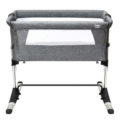 COSTWAY Travel Portable Baby Bed Side Sleeper  Bassinet Crib With Carrying Bag-Gray