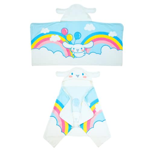 Sanrio Cinnamoroll Kids Super Soft Bath/Pool/Beach Soft Cotton Terry Hooded Towel Wrap, 24 in x 50 in, (Officially Licensed Product) by Franco