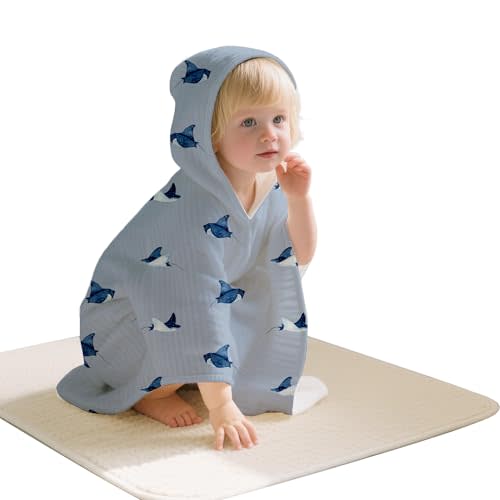 Happy Flute Baby Towels with Hood – Soft Hooded Towels for Kids 0-4 Years, Baby Bath Towels & Wash Cloths–Ideal Baby Beach Towel & Newborn Baby Towels for Girls & Boys (Flying Fish)