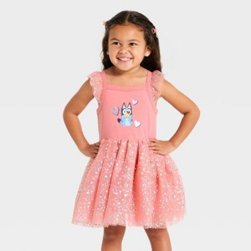 Toddler Girls' Bluey Tulle Ballerina Dress - Pink 4T