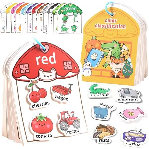 Color Sorting Montessori Busy Book for Toddlers Ages 3+, Educational Preschool Learning & Activity Books for Kids 3-5, Autism Sensory Fine Motor Skills Quiet Supplies with Matching Games