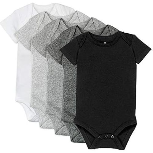 HonestBaby 5-pack Short Sleeve Bodysuits One-piece 100% Organic Cotton for Infant Baby Boys