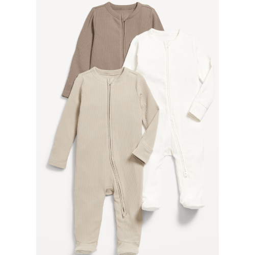 2-Way-Zip Sleep & Play Footed One-Piece 3-Pack for Baby