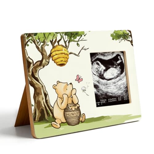 Winnie Ultrasound Picture Frame Baby Shower Decorations Pregnancy Milestone Sign Keepsake Gift Nursery Gender Reveal Decor 2