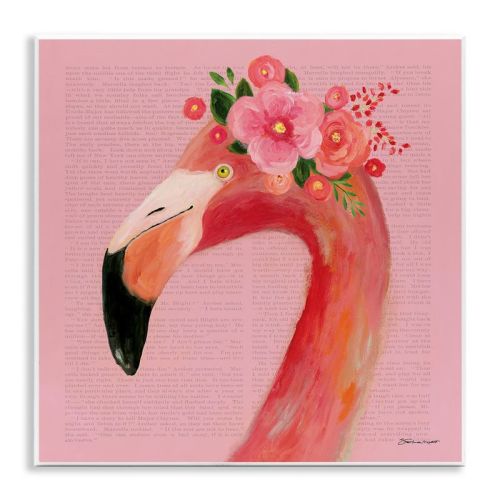 Stupell Industries Floral Flamingo Pink Portrait Wall Plaque Art