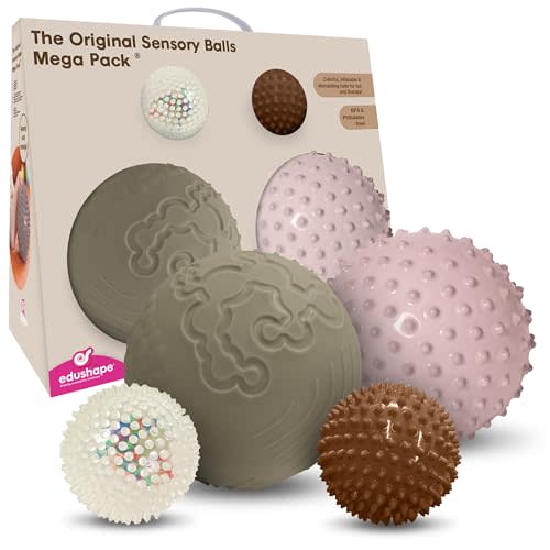 Edushape The Original Sensory Balls for Baby, Boho Chic Mega Pack - Assorted Balls That Help Enhance Gross Motor Skills for Kids Aged 6 Months & Up - Set of 4 Vibrant Unique Toddler Ball for Baby