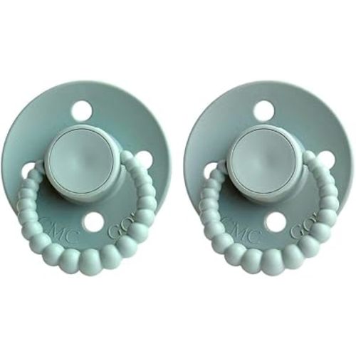 Bubble Dummies (2 Pack), Australian Made, 100% Natural Rubber Latex, BPA Free, Newborn to 18 Months, Cherry Shaped Teat (Sage Green, 1)