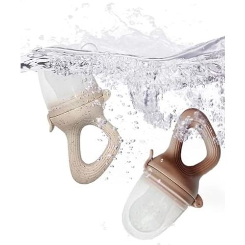 Baby Food Feeder Pacifier Set 2PCS + 2 Extra Silicone Nipples | Baby Fruit Feeder Teething Pacifier | Food Grade Silicone Infant Food Feeder for Babies |BPA Free|