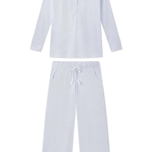 LAKE | Women | Pima Cotton Pajamas | French Blue Maternity Wide Leg Pajama Set
