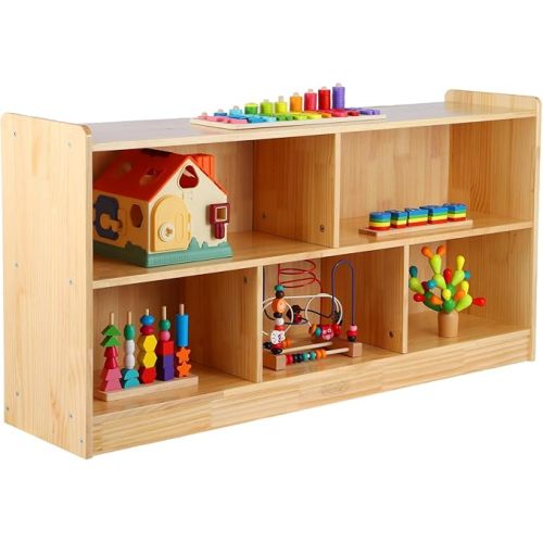 Montessori Shelf, Toy Shelf for Kids, Kids Bookshelf, 2-Tier Wooden Book Shelf, Toy Storage Organizer for Kids Rooms, Palyroom, Nursery (47-1/4" L)