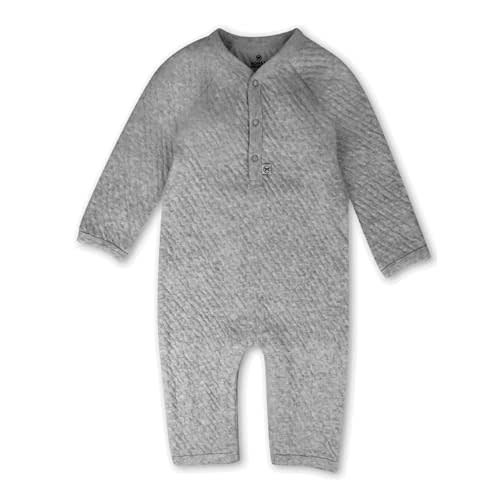 HonestBaby Baby Long Sleeve Center Snap Coverall 100% Organic Cotton for Infant, Baby Boys, Girls