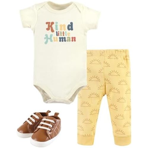 Hudson Baby Baby Cotton Bodysuit, Pant and Shoe Set