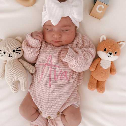 Personalized Coming Home Set, Newborn Name Outfit, Baby Onesie, Cotton Knit Romper, First Baby Bodysuit, Baby Girl Jumper, New Baby Gift