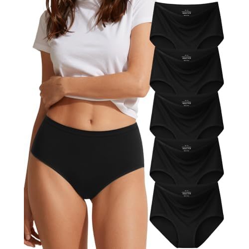 Cotton Panties for Women High Waisted Women's Underwear Breathable Full Coverage Ladies Briefs 5 Pack