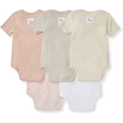 Burt's Bees Baby Organic Cotton Bodysuits – Baby Boy & Girl Short and Long Sleeve One-Pieces, 5-Pack
