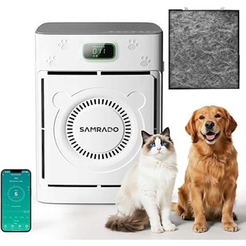 Pet Air Purifier for Home Large Room 2500 Ft² with Smart WiFi APP Control, Double-sided H13 HEPA Air Purifier for Home Pets, Pet Hair Dander Odor Smoke, Washable Pre-filter, PM2.5 Air Quality Monitor