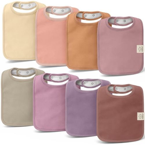 KeaBabies 8-Pack Organic Baby Bibs for Boys, Girls Drool Bibs (Mauve)