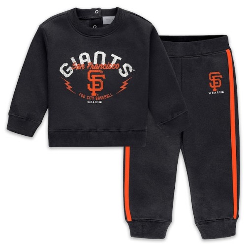 Newborn San Francisco Giants  WEAR by Erin Andrews Black Fleece Crewneck and Pants Set
